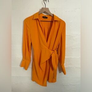House of Harlow 1960 orange long sleeves‎ wrap dress